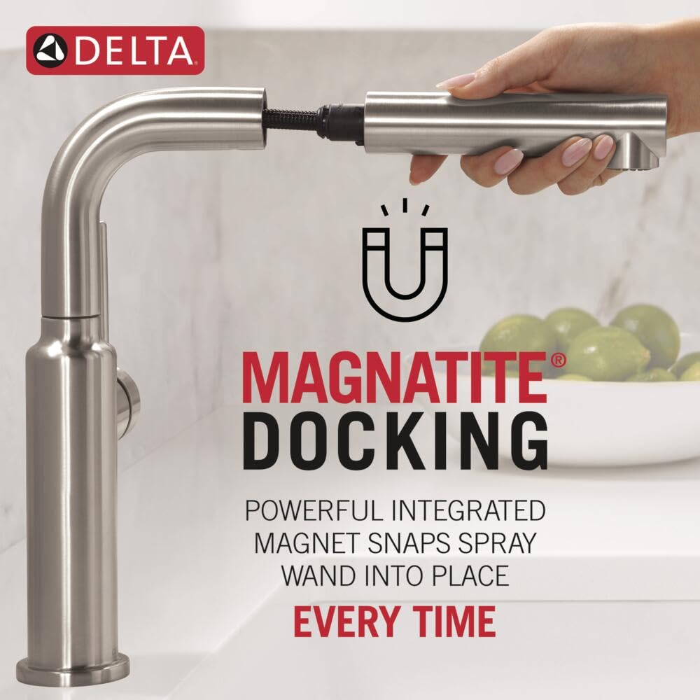 Delta Faucet Trinsic Pull Out Kitchen Faucet, Brushed Nickel